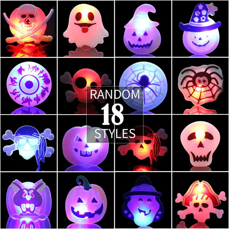 💍 Halloween Hot Sale Promotion 70% OFF🔥 Halloween 50Pcs LED glowing ring(Featuring 18 creepy-cute shapes)