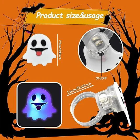 💍 Halloween Hot Sale Promotion 70% OFF🔥 Halloween 50Pcs LED glowing ring(Featuring 18 creepy-cute shapes)