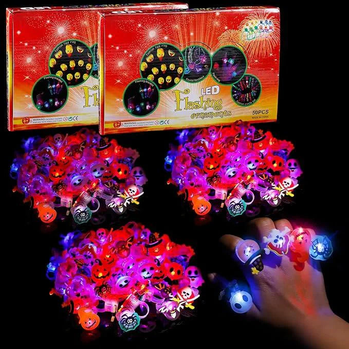 💍 Halloween Hot Sale Promotion 70% OFF🔥 Halloween 50Pcs LED glowing ring(Featuring 18 creepy-cute shapes)