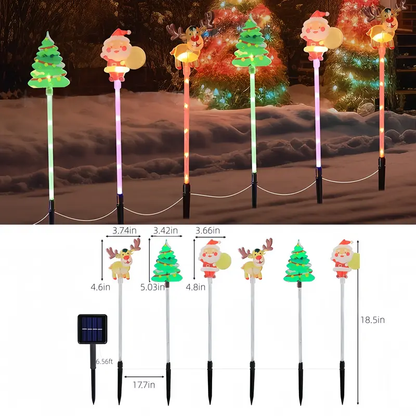 ✨ 6-Pack Solar Christmas Lights – Santa, Tree & Reindeer LED Fairy Lights for Garden & Pathway Décor