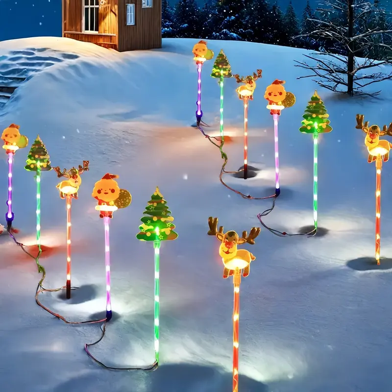 ✨ 6-Pack Solar Christmas Lights – Santa, Tree & Reindeer LED Fairy Lights for Garden & Pathway Décor