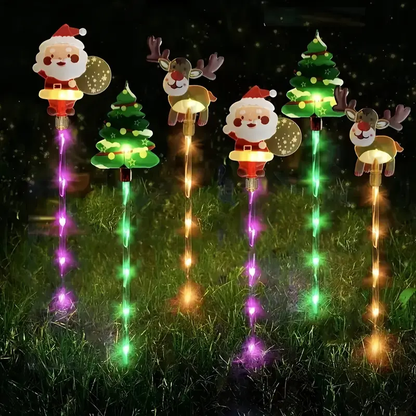 ✨ 6-Pack Solar Christmas Lights – Santa, Tree & Reindeer LED Fairy Lights for Garden & Pathway Décor