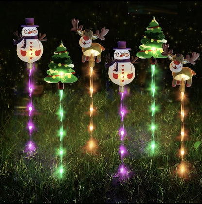✨ 6-Pack Solar Christmas Lights – Santa, Tree & Reindeer LED Fairy Lights for Garden & Pathway Décor