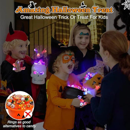 💍 Halloween Hot Sale Promotion 70% OFF🔥 Halloween 50Pcs LED glowing ring(Featuring 18 creepy-cute shapes)