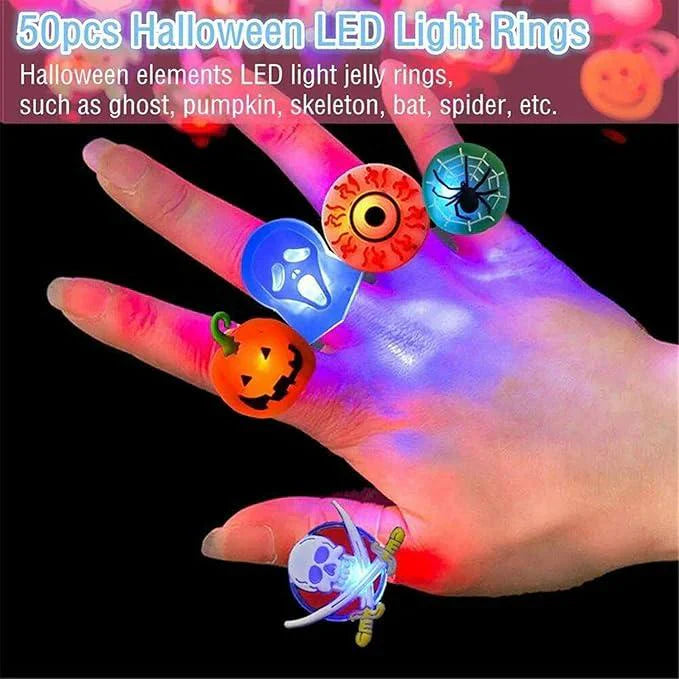 💍 Halloween Hot Sale Promotion 70% OFF🔥 Halloween 50Pcs LED glowing ring(Featuring 18 creepy-cute shapes)