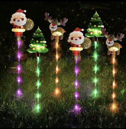✨ 6-Pack Solar Christmas Lights – Santa, Tree & Reindeer LED Fairy Lights for Garden & Pathway Décor