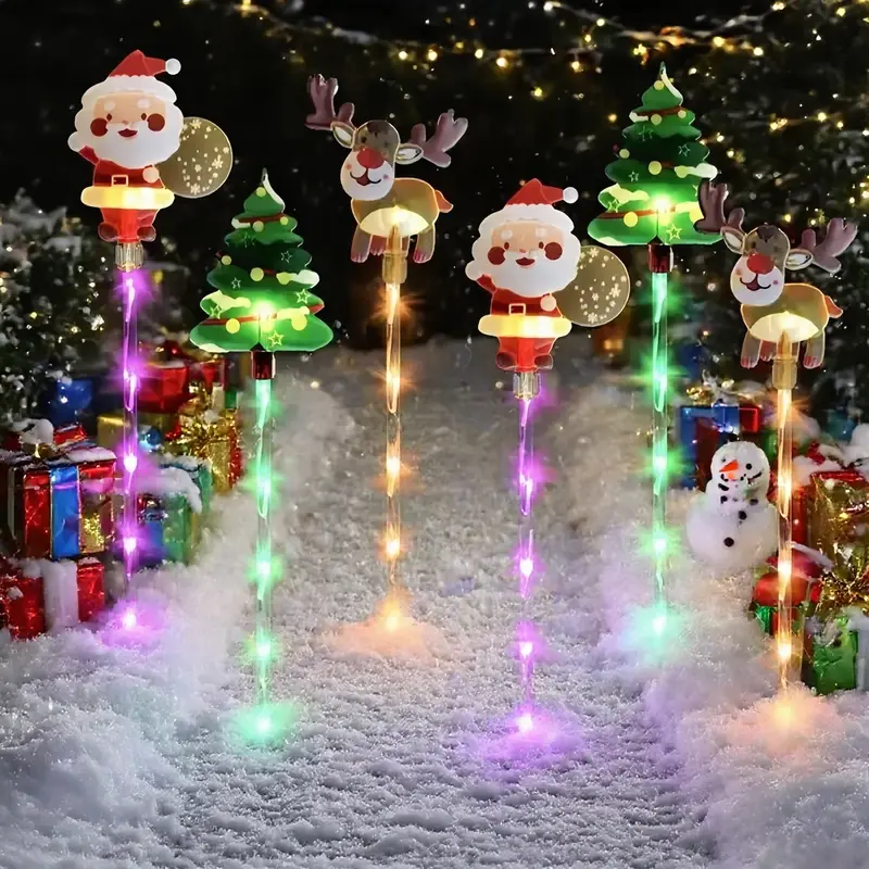 ✨ 6-Pack Solar Christmas Lights – Santa, Tree & Reindeer LED Fairy Lights for Garden & Pathway Décor