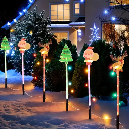 ✨ 6-Pack Solar Christmas Lights – Santa, Tree & Reindeer LED Fairy Lights for Garden & Pathway Décor