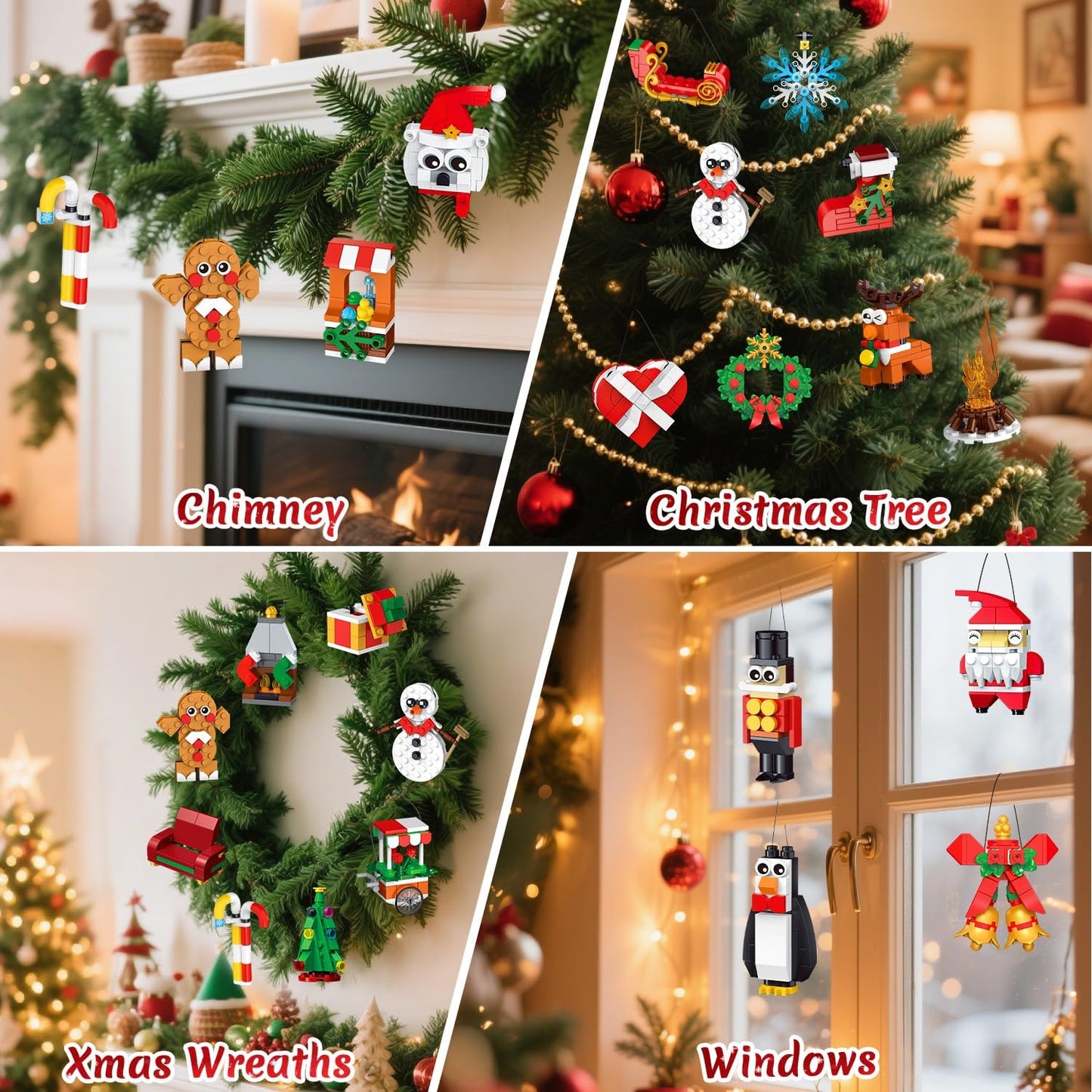 24 Packs Christmas Ornaments Building Set