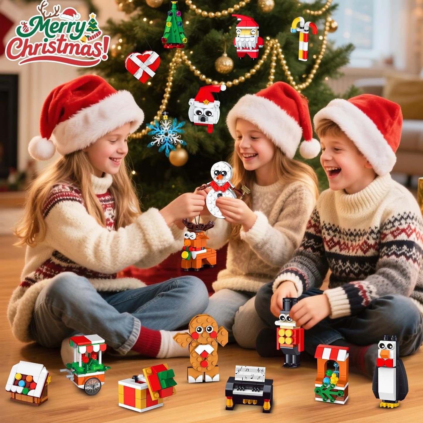 24 Packs Christmas Ornaments Building Set