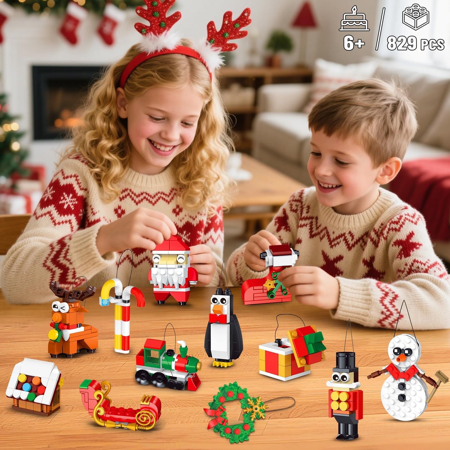 24 Packs Christmas Ornaments Building Set