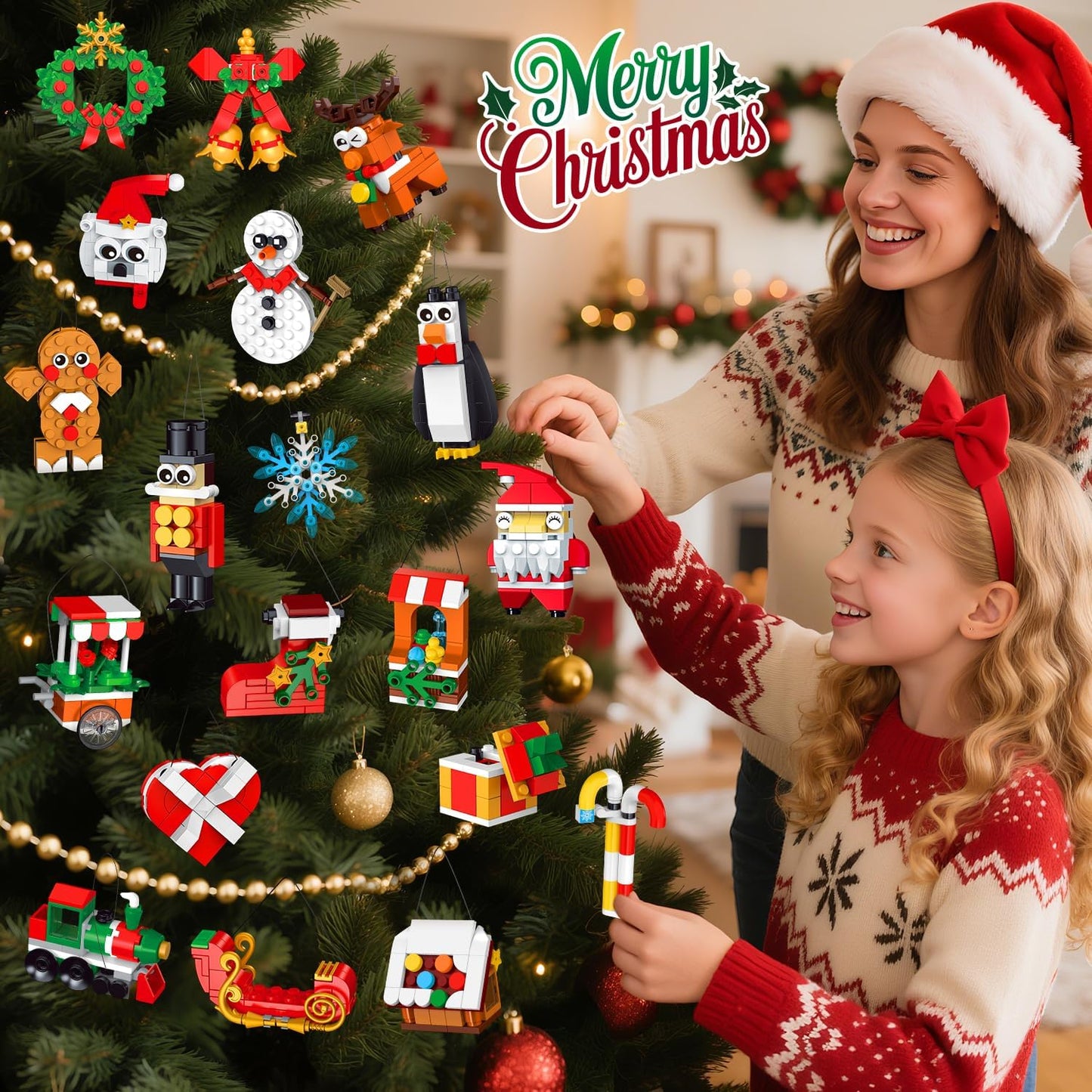 24 Packs Christmas Ornaments Building Set