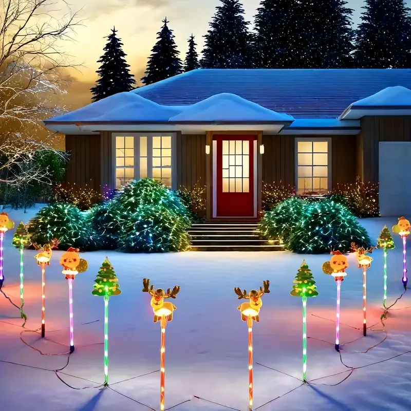 ✨ 6-Pack Solar Christmas Lights – Santa, Tree & Reindeer LED Fairy Lights for Garden & Pathway Décor