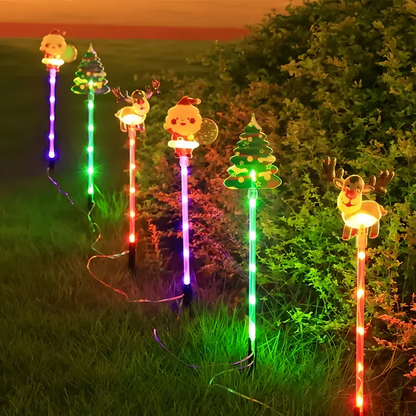 ✨ 6-Pack Solar Christmas Lights – Santa, Tree & Reindeer LED Fairy Lights for Garden & Pathway Décor