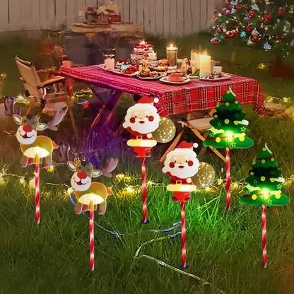 ✨ 6-Pack Solar Christmas Lights – Santa, Tree & Reindeer LED Fairy Lights for Garden & Pathway Décor