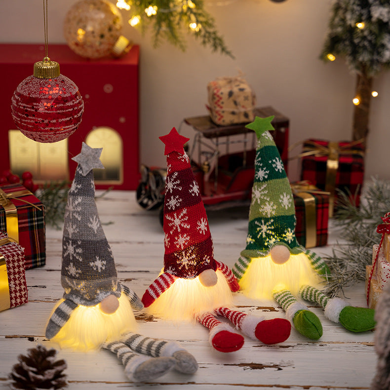 🎁 Whimsical Christmas Gnome with Lights – Cozy Nordic Santa Plush for Festive Home Decor