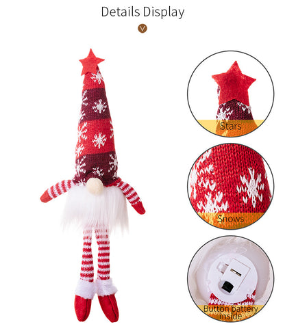🎁 Whimsical Christmas Gnome with Lights – Cozy Nordic Santa Plush for Festive Home Decor